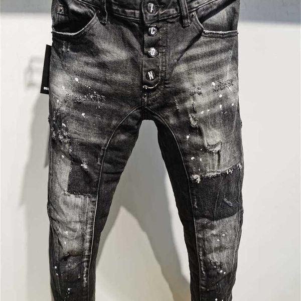 

2023 jeans new mens luxury designer d2 denim jeans holes trousers biker pants 2#a397umxv, Blue