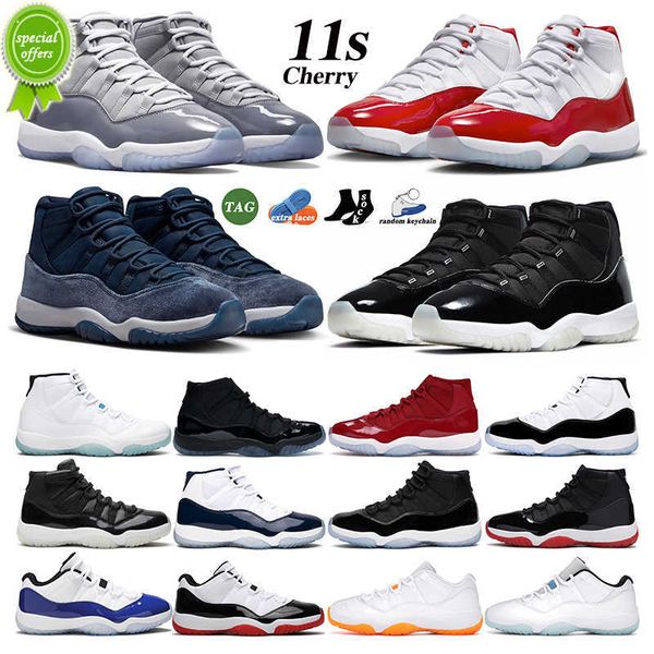 

2023 og 11s men women basketball shoes cherry 11 cement cool grey bred concord cap and gown space jam gamma 72-10 low legend blue midnight n, Black