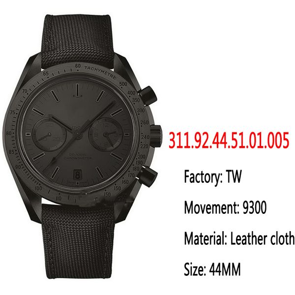 

dark side moon watch bt311.92.44.51.01.005 mens watch 9300 chronograph automatic black dial stick markers stainless case leather strap, Slivery;brown