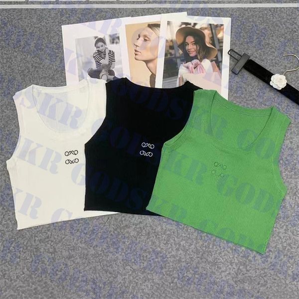 

brand logo tanks womens knitwear short sweater ladies cropped underwear three colors, White