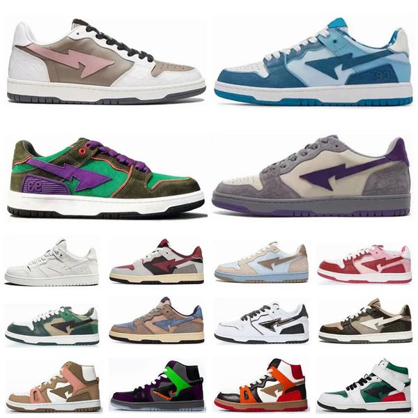 

2022 casual shoes bapestas baped designer sk8 sta platform sneakers bapesta patent leather green black white plate-forme for men women train