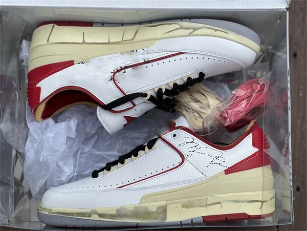 

new authentic off 2 low shoes white/sail-red black/blue-grey men women outdoor sports sneakers with original box size us7-13