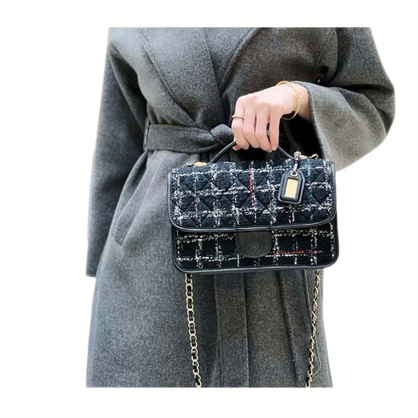 

designer shoulder bag popular small fragrant bag square designers metal long chain shaped buckle simple fashion multi element color splicing