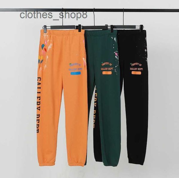 

galleryss dept 2023 pants designer mens jeans sweatpant high street speckle lettered printed men's and women's loose pants legging, Black
