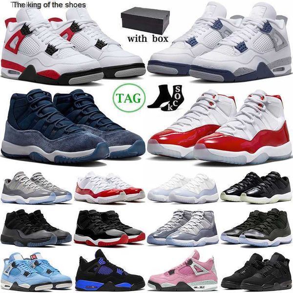 

with box 4 basketball shoes cherry 11 jumpman 4s 11s midnight navy military black cat university blue pink cool grey mens trainers womens