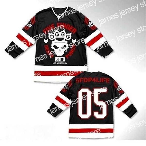 

college hockey wears nik1 men's five finger death punch knuckle crown limited edition black hockey jersey your name and number stitched