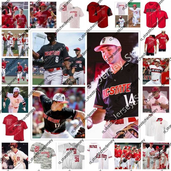 

college baseball wears stitched n.c. state wolfpack baseball jersey chad orvella matt mangini 24 luca tresh sam highfill 34 evan justice jon, Black