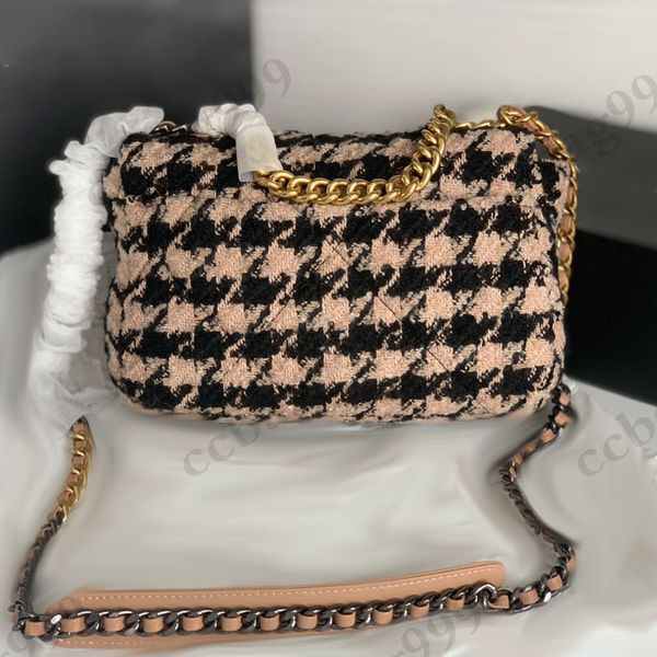 

flap bag quilted french houndstooth 19 seriestweed jumbo gold turnbuckle chain handle totes shoulder strap multi pochette large capacity des