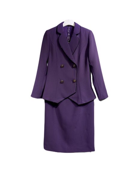 

autumn 2022 new dignified style lapel long sleeve jacket with skirt suit, White