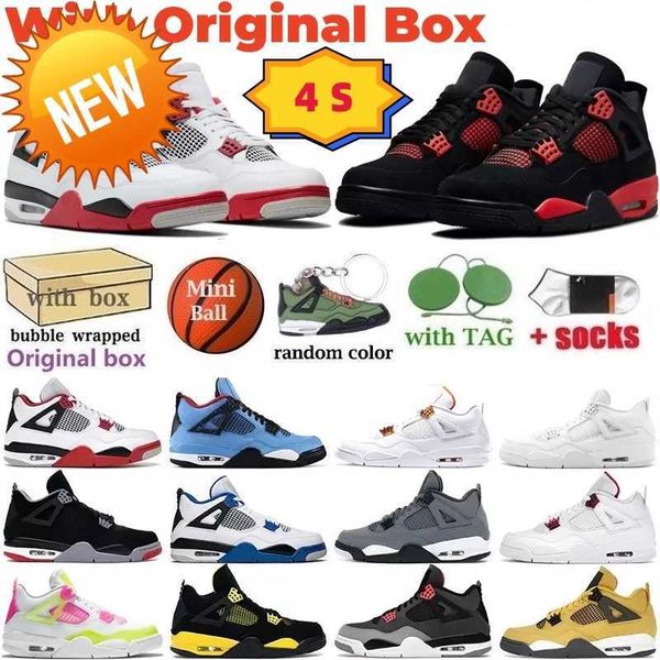 

og 2022 mens women basketball shoes 4s jumpman 4 red thunder wild things university blue black cat fire motorsports sail metallic purple men