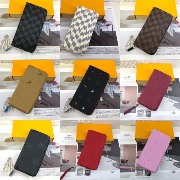 

genuine leather bags zipper clemence luxury purse card holders women clutch passport organizer black long wallet pu leather mens classic let, Red;black