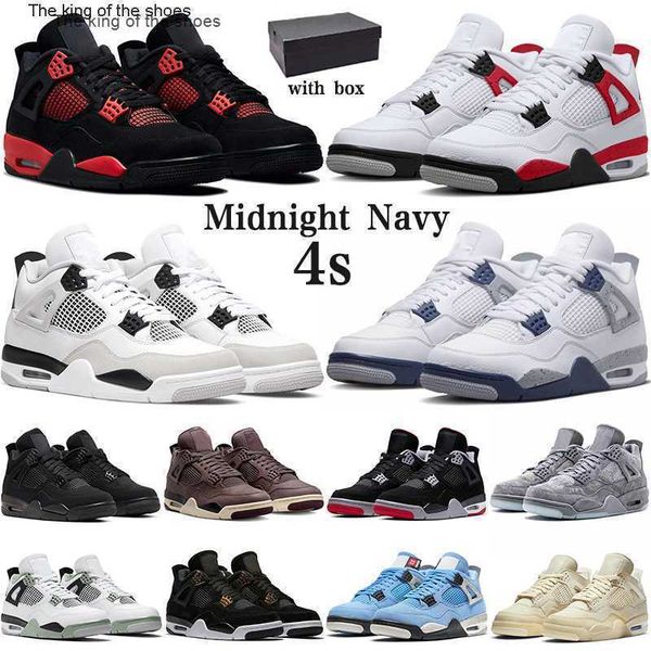 

with box 4 retro basketball shoes jumpman 4s midnight navy military black cat cactus jack red thunder university blue mens trainers womens