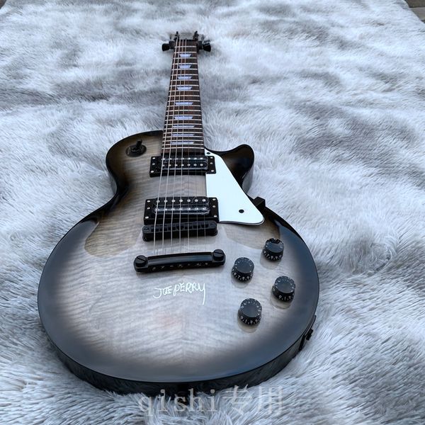 

rare 1997 mint joe perry signature blackburst electric guitar flame maple trans black grey colour chinese guitars 7 strings