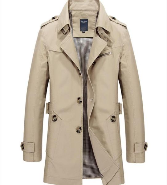 

fashion autumn winter men trench coat fashion windbreaker solid color breasted trench long coats for male casual jackets outwear3746170, Tan;black