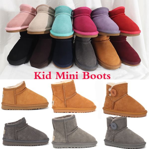 

designer ankle half kids boots classic ultra mini booties australia platform snow boot children shoes fashion sneakers shearling lining shee, Black