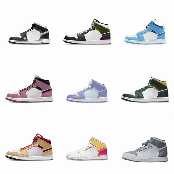 

jumpman 1 jordens mid cut mens basketball shoes women blue green white yellow chicago red black purple panda dark soot grey sports casual sh