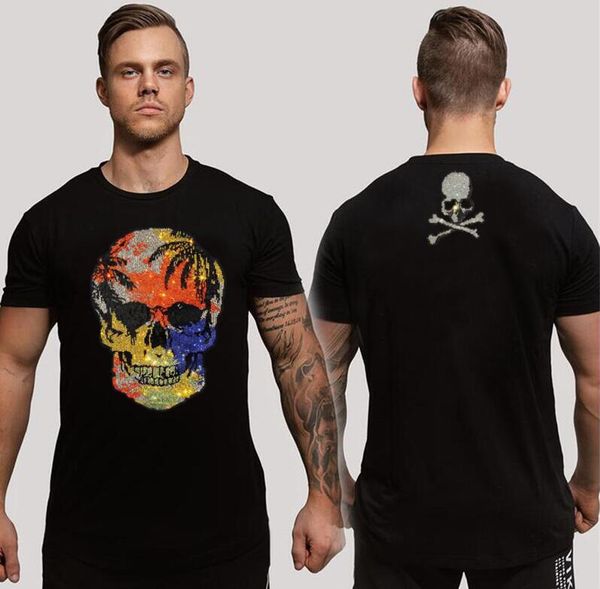 

summer luxury design rhinestone t shirt street slim fit men's gifts, White;black