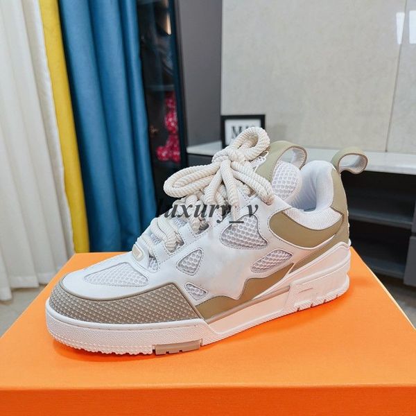 

casual shoes designer men sneakers rubber platform trainers genuine leather sneaker multicolor lace-up skate fashion running shoe, Black