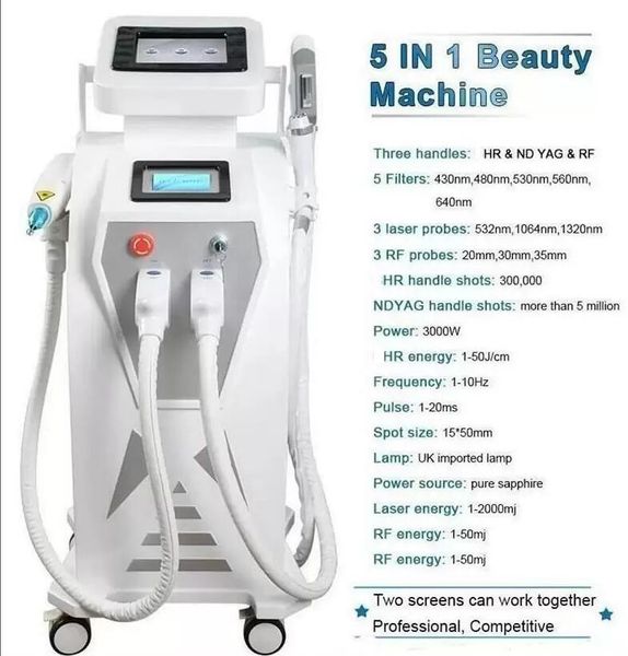

3000 watts multi-function laser ipl tattoo removal machine vascular pigment acne therapy laser 5 filters opt tattoo/ acne/pigment/wrinkle/va, Black