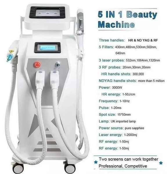 

clinic use multi-function laser ipl tattoo removal machine vascular pigment acne therapy laser 5 filters opt tattoo/ acne/pigment/wrinkle/va, Black