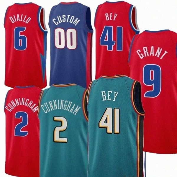 

basketball city marvin bagley 35 killian hayes jersey 7 saddiq bey 41 hamidou diallo 6 jaden ivey 23 cade cunningham 2 jerami 9 grant miuom#, Black;red