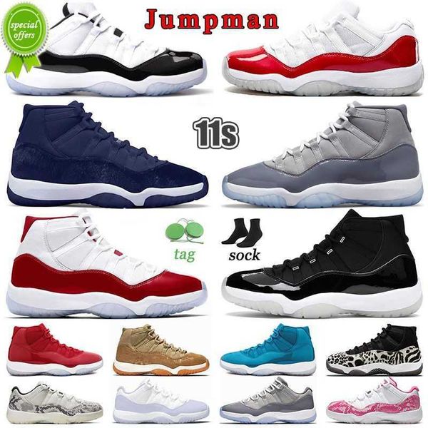 

2023 og jumpman 11 mens basketball shoes j 11s high cool grey cherry varsity red and white jubilee 25th anniversary velvet midnight navy low, Black