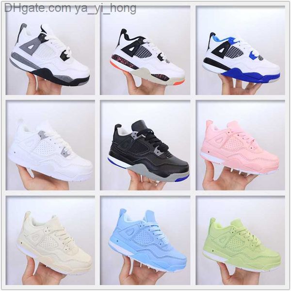 

infant 4s white cement kids basketball shoes alternate for love of the game newborn toddlers children outdoor sports sneakers boy girls yayi, Black