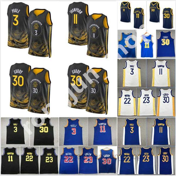 

2022-23 basketball jersey stephen 30 curry klay 11 thompson draymond 23 green poole 3 andrew wiggins golden''state''warr, Black;red