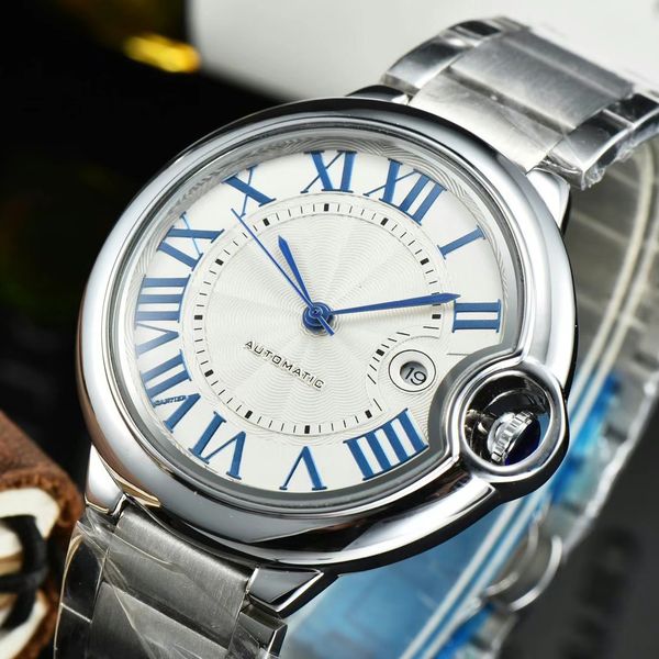 

mechanical automatic movement mens watches all stainless steel strap clear back wristwatch auto date splash waterproof casual design watch m, Slivery;brown