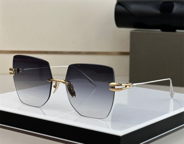 

fashion designer women embra sunglasses classic metal square shape frameless sun glasses summer elegant versatile style uv protection come w, White;black