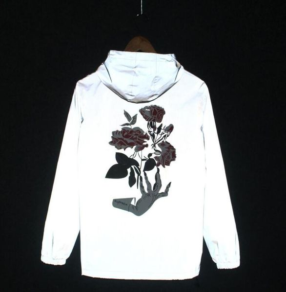 

new ghost hand rose flower men jacket autumn reflective 3m jacket hip hop waterproof windbreaker men coat3174693, Black;brown
