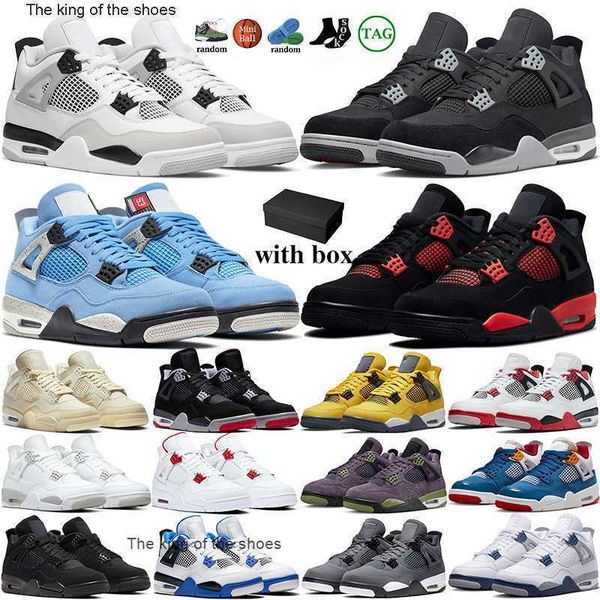 

with box 4s basketball shoes women men 4 military black cat white oreo fire red thunder sail university blue cool grey infrared metallic