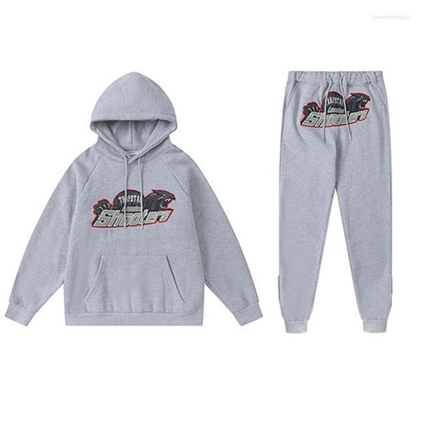 

tracksuits men clothing tracksuit set men's trap star shooter sportswear hoodie trousers piece suit fashion hip hop streetwear brand i5, Gray