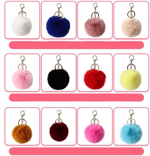 

candy color cute cartoon keychains 8cm imitate rabbit hair ball fashion accessories car bag pendant for girls women wholesale, Silver