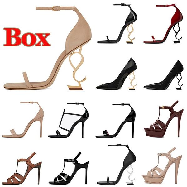 

women luxury dress shoes designer high heels sandals opyum pumps stiletto heel leather suede open toes party wedding office woman 208j, Black