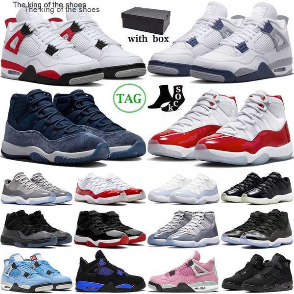 

with box 4 basketball shoes cherry 11 jumpman 4s 11s midnight navy military black cat university blue pink cool grey mens trainers womens