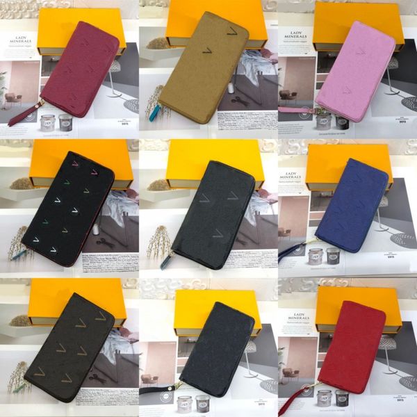 

men designer wallet fashion letter women purse embossing flowers leather small bags coin purses classic card holder sac luxury party clutch, Red;black