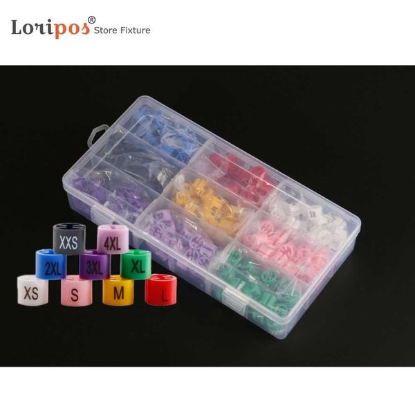 

290pcs 9 colors xxs - 4xl colored hanger sizer garment size markers color coded size clips assortment set fit for 2-4mm hanger