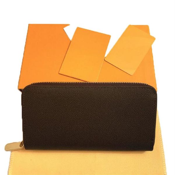 

single zipper wallet money holder cards and coins men leather purse card long business women wallet 3015288q, Brown;gray
