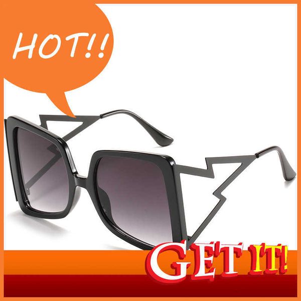 

brand sunglasses retail 8837 ultra-large frame sunglass women's lightning footglass sunglasses uv400 high quality, White;black