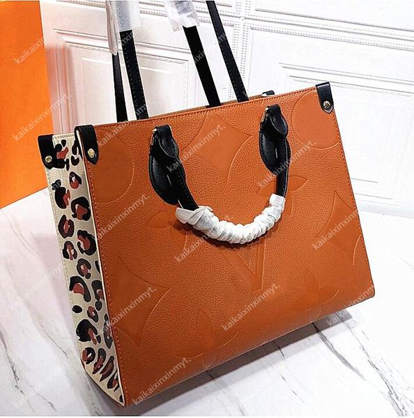 

fashion 2 size onthego m44925 leopard splicing women luxurys designers bags genuine leather lady handbags messenger crossbody shoulder bag t