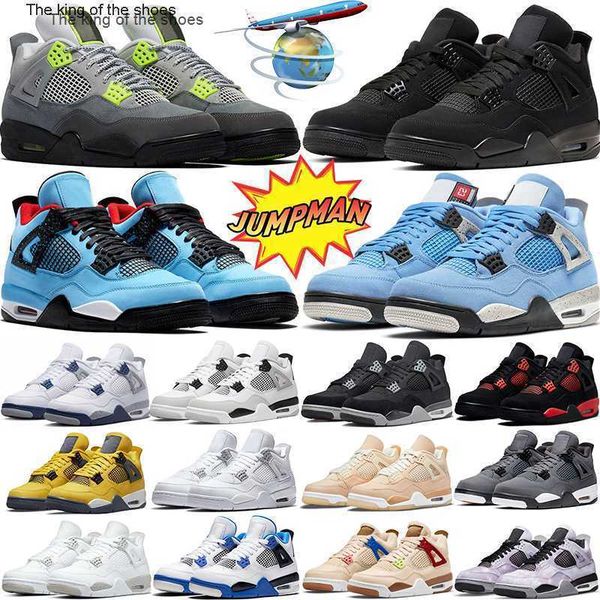 

jumpman 4 4s basketball shoes blak cat military black midnight navy neon whiteshimmer bred canvas master military blue mens womens sports