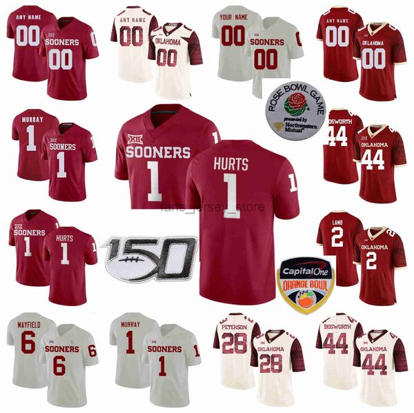 

ncaa college football jerseys jalen hurts jersey kyler murray baker mayfield adrian peterson brian bosworth jerseys custom stitched, Black