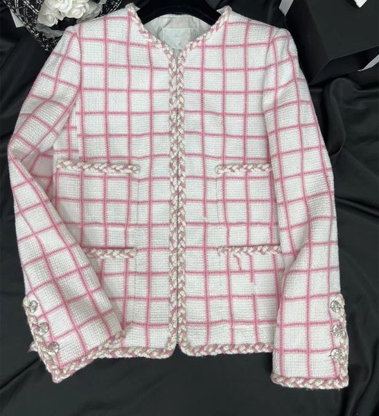 

chan new 2023 women's brand jacket ootd designer fashion autumn winter logo grade metal chain tweed coat leisure spring coats valentine, Black;brown