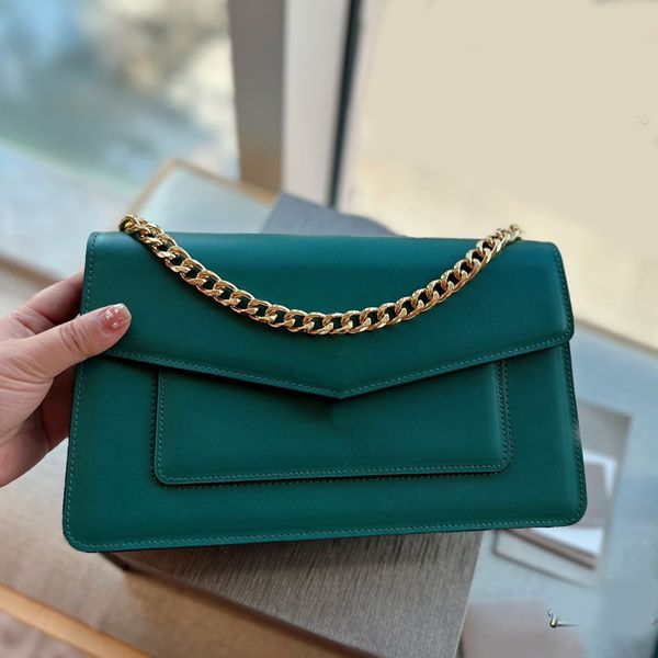 

chain messenger bag women shoulder crossbody bags lady handbag clutch cowhide genuine leather smooth surface flap golden snake head decorati