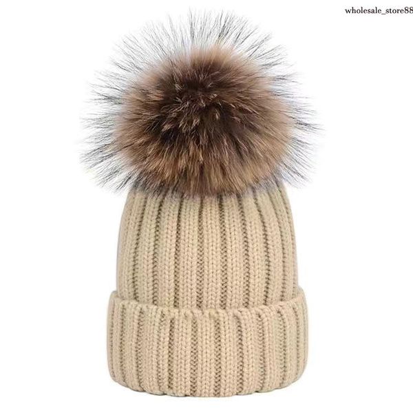 

2022 autumn and winter cap beanies women's wool knitted warm knitted hat cashmere soft waxy texture super fox ball customized more colo