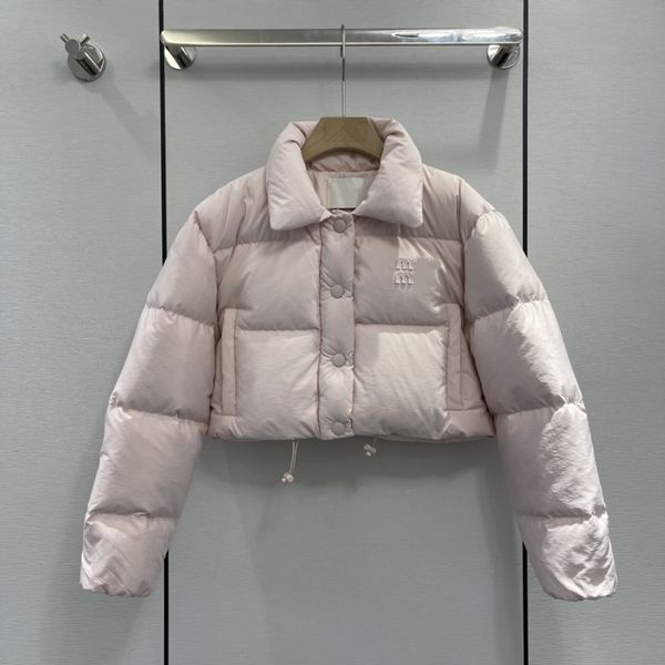 

designer women's sweaters coat pink short bread down jacket season new sweet lapel stuffed 90 white goose top, White;black