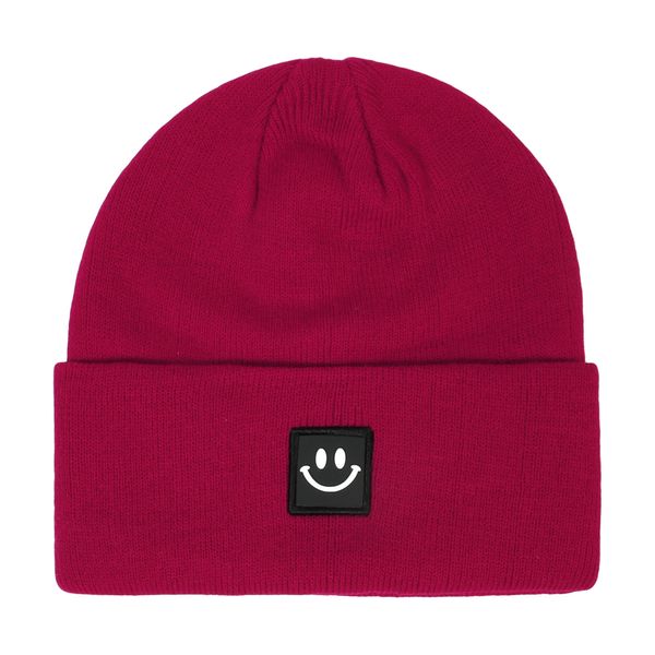

smile tag knit hat winter outdoor warm pullover ear protection silk lined cuffed cold ski hats, Blue;gray