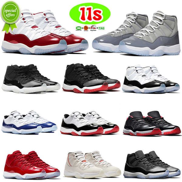 

og 2023 mens jumpman 11 basketball shoes designer women 11s cherry cool grey concord 45 bred space jam cap and gown jubilee 72-10 georgetown