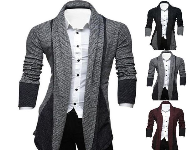 

men patchwork sweater fashion pattern design korean style long sleeve male cardigan sweater casual2095961, White;black